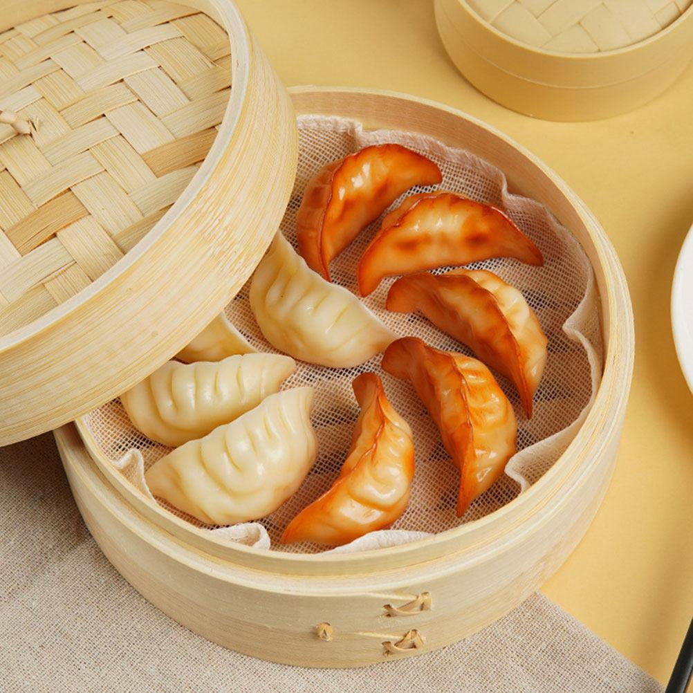 4Pcs Lifelike PVC Dumpling Models Realistic Food Decor for Restaurant Display Kitchen Ornament Photography Prop Simulation