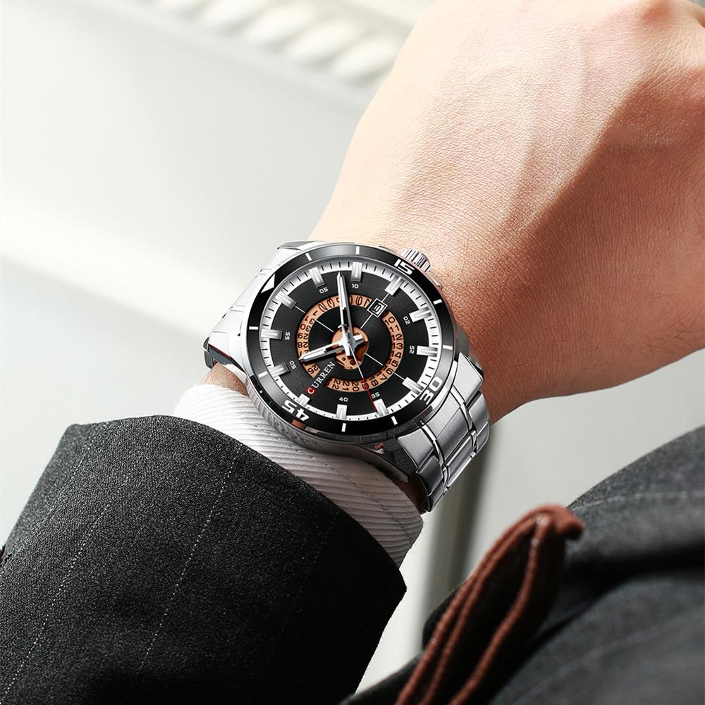 CURREN Stainless Steel Men's Watch Fashion Design Quartz Wristwatch with Date Clock Male Reloj Hombre Watch Men
