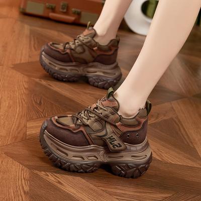 Thick Soled Dad Shoes 2026 Spring New Versatile Interior Height Increasing Women's Shoes Retro Sports and Casual Shoes