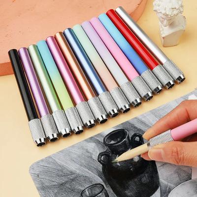 6/8Stk. Neuer Schreib-Metallfarbstift mit verstellbarem Doppelkopf / Einzelkopf-Bleistiftverlängerungshalter Skizze Schule Malen Kunst Schreibwerkzeug
