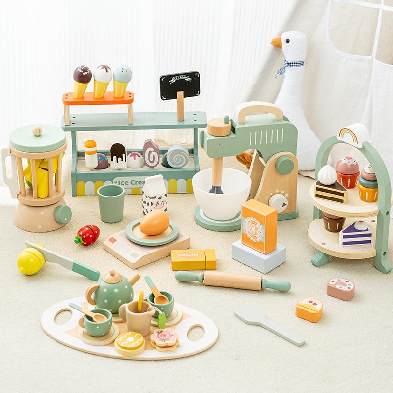 

Kids Wooden Tea & Dessert Role Play Set for Early Education