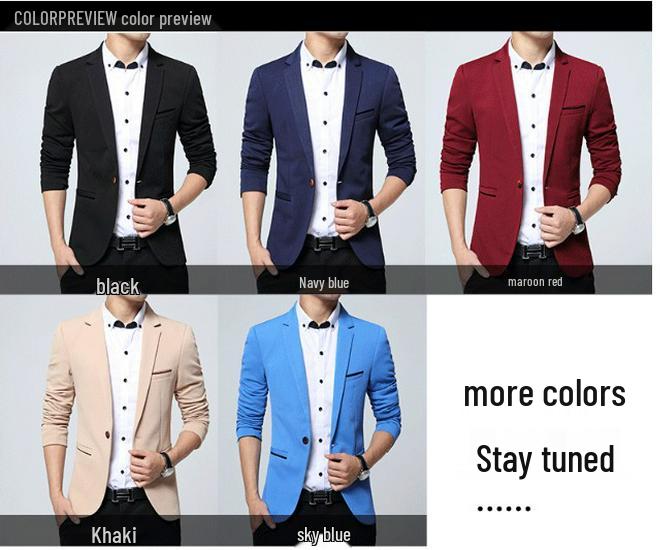 2019 Men's Plus Size Single-Breasted One-Button Casual Suit Jacket, Available In Five Spring and Autumn Colors