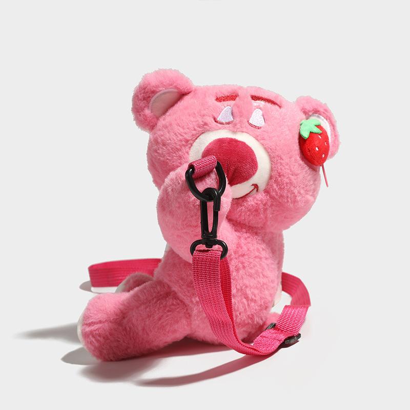Furry Strawberry Bear Messenger Bag Women's Autumn and Winter New Cute One-shoulder Furry Bag Plush Mobile Phone Bag
