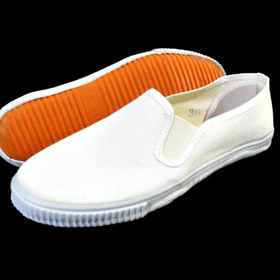HWF White Canvas Slip-On Non-Slip Work Shoes, Blue & White Sneakers with Luthai Tendon Sole for Men & Women