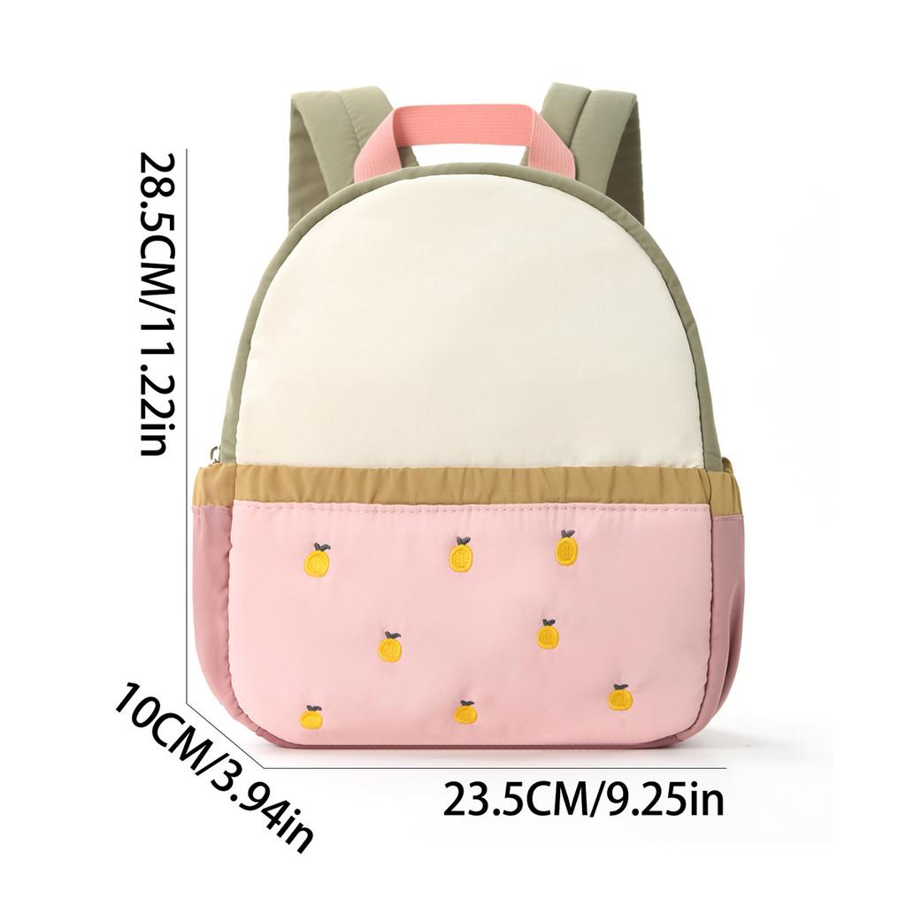 Children'S Backpack With Color Blocking And Cute Apple Embroidery Kindergarten School Bag Mini Travel Backpack For Toddlers