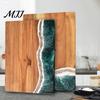 Stylish Kitchen Cutting Board Personalized with Ocean Resin Custom Charcuterie Engraved, Decorative Wood Wedding Gift, Unique for & Housewarming