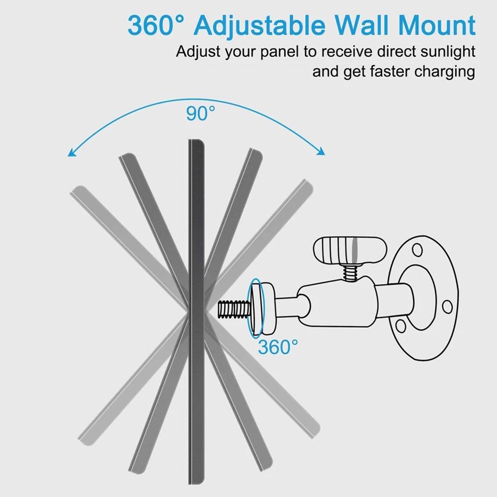 10W 5V Micro USB Solar Panel 2000mAh 360-degree Rotation Waterproof Wall Mounted Monocrystal