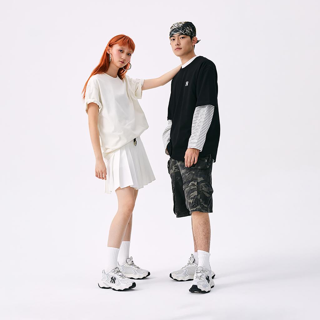 MLB New York Yankees Slip Resistant Abrasion Resistant Low Top Chunky Sneakers Unisex White 3ASHW075N-50WHS