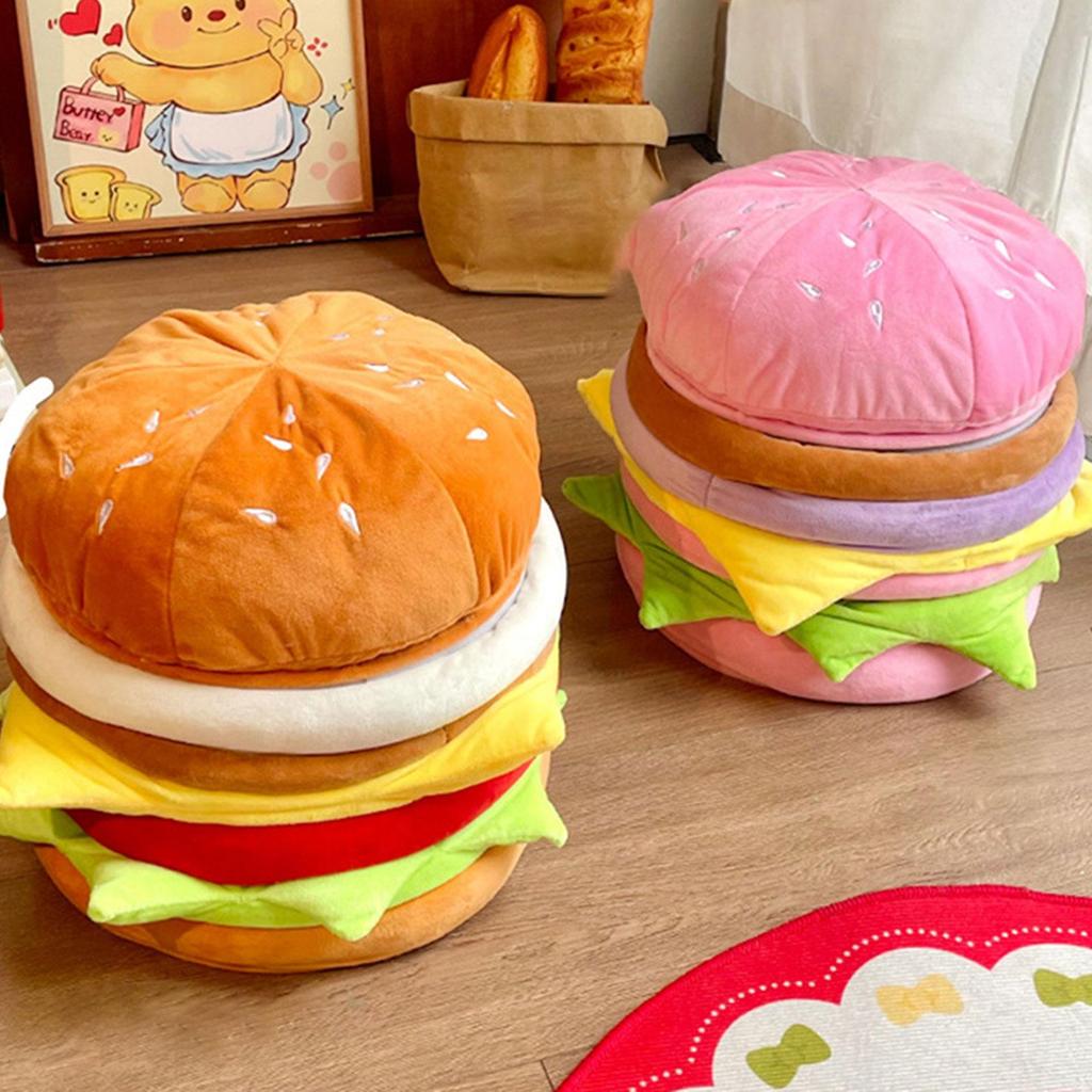 Hamburger Shaped Stool Shoe Changing Cute Versatile Comfortable Decor with Storage for Doorway