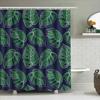 Modern Tropical Palm Leaves Shower Curtain Green Navy Blue Water-Resistant Fabric For Bathroom Decorations Easy Hanging Rod Incl