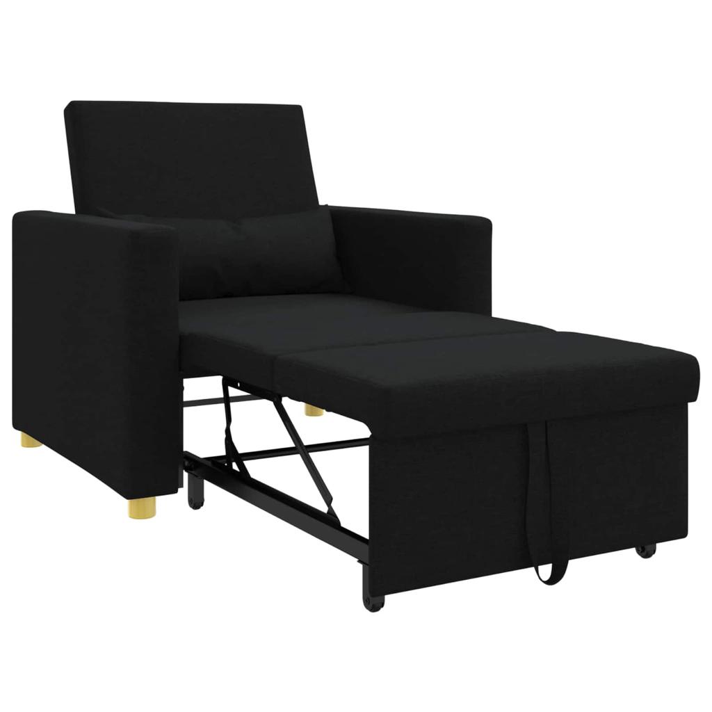 Extendable Sleeper Sofa Single Black 90 x 165 x 87 cm Fabric