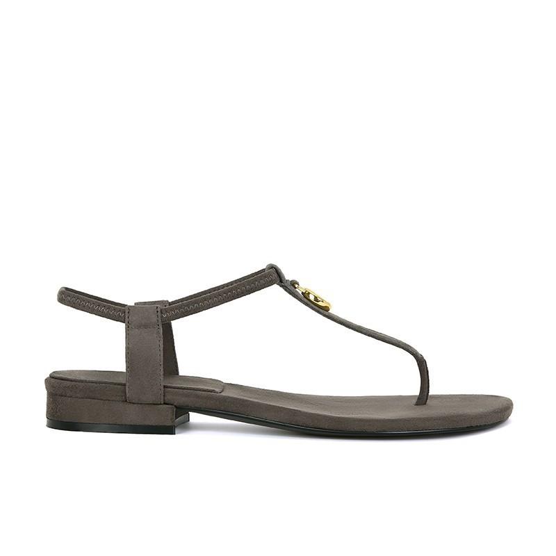 

Sheepskin version~ Su Yinyin has the same noble retro herringbone cool slippers mandarin duck gold buckle T strap toe flat sandals women 40