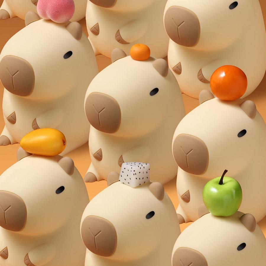 Cute Cartoon Capybara Silicone Night Light Timing Dimming Sleep Night Lamp USB Rechargeable for Children Bedside Birthday Gift