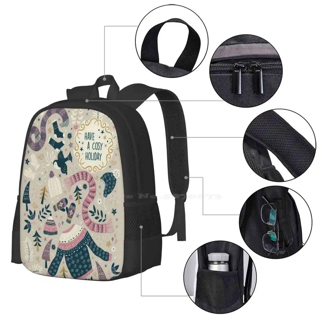 Winter Woolies Hot Sale Schoolbag Backpack Fashion Bags Xmas Christmas Festive Pattern Woolies Seasonal Winter Retro