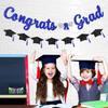 Congrats Grad Congratulations Decorations Banner Pre-Strung Glitter Blue Graduation Class of 2026 with Tassel Decor College High School Party Favors