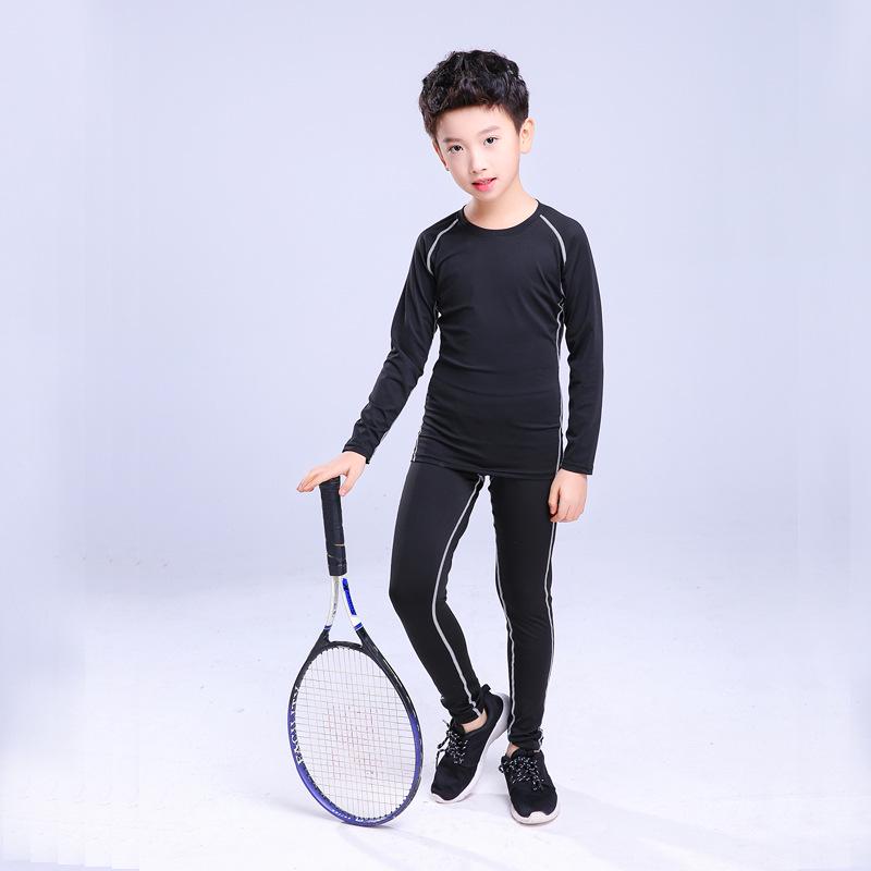 Kids' Summer Sports Compression Set: Quick-Dry Basketball & Football Training Suit, Breathable Fitness Wear for Morning Runs.
