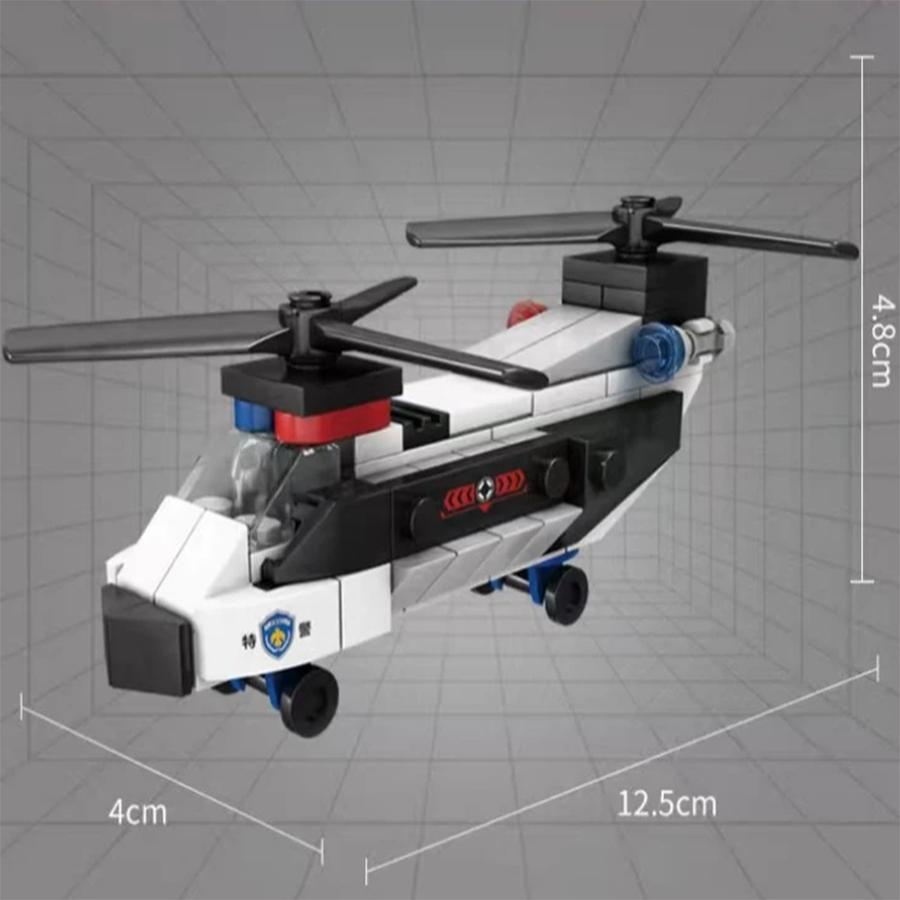 SWAT City Police Plane Building Blocks Dual-Rotor Helicopter Famous Car DIY MOC Classic Model Bricks for Children Kits