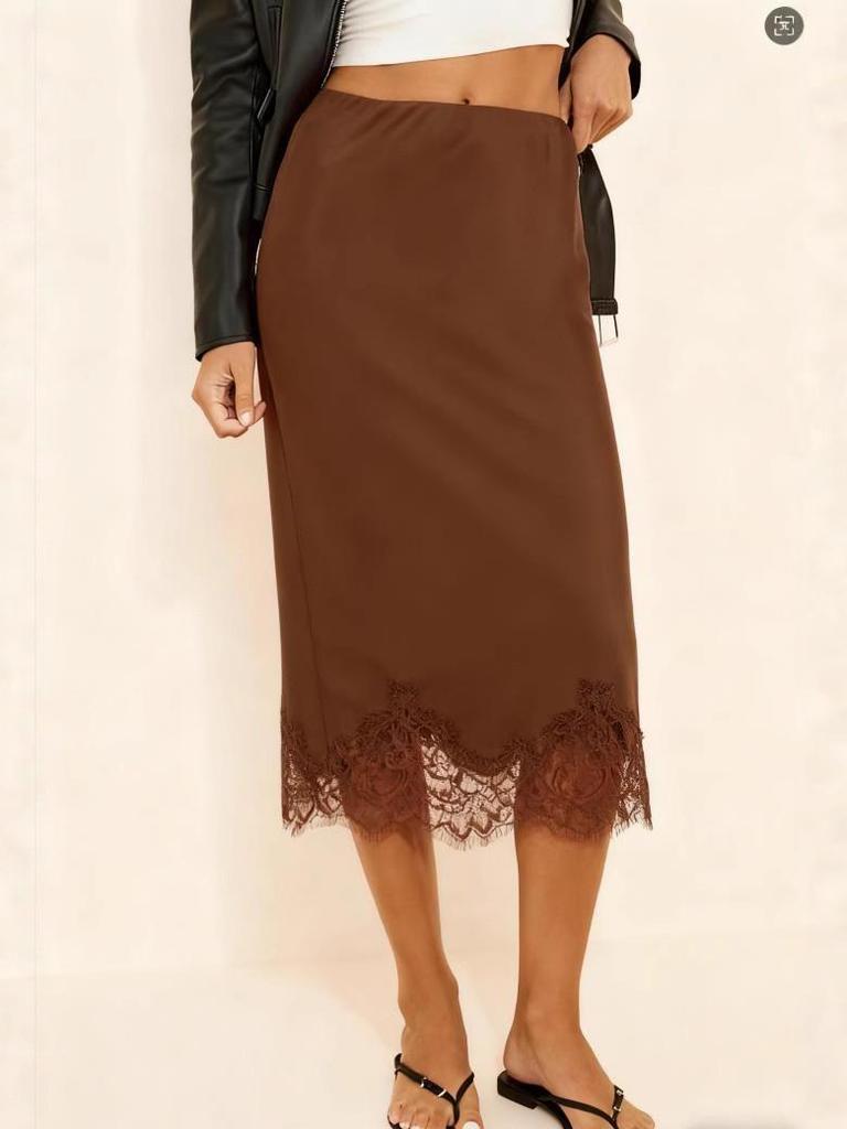 Eleganter Damen-Patchwork-Rock aus Spitze und Satinseide