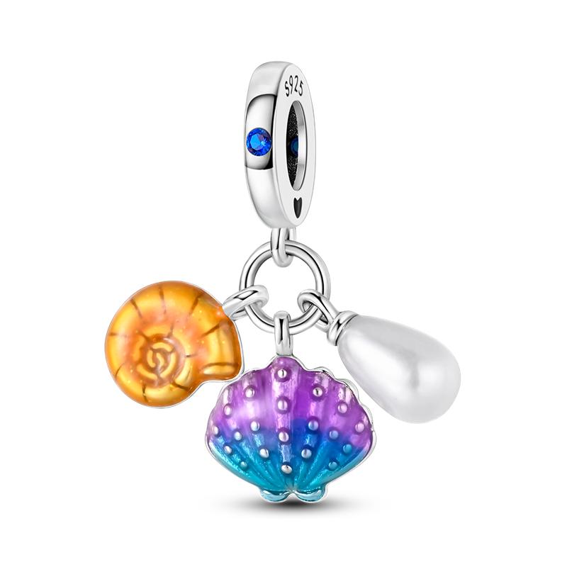 Marine Organism Seriescopper Charms Pendants Fit Original Pandora Bracelet Diy Beads Shell Pearls Conch Moon Star