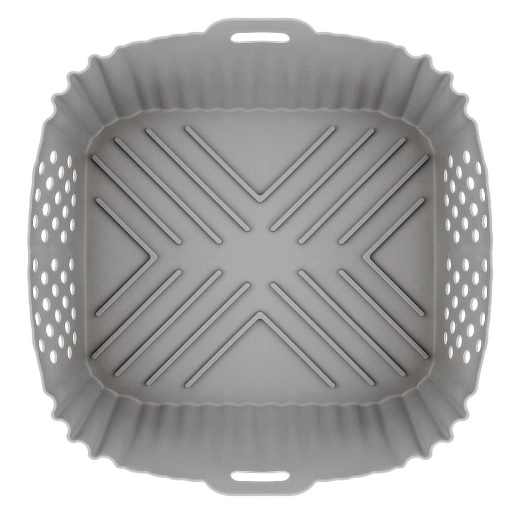 2pcs Gray Silicone Perforated Air Fryer Liners Rectangle Bonus Oven Gloves SL401 DZ201 DZ401 DZ550 Double Stack