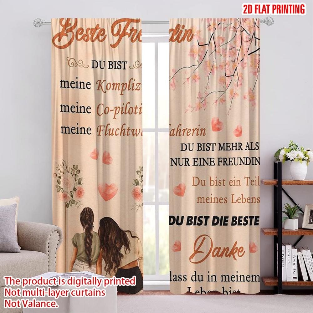 

2pcs,2D plane printing Creative Curtains Blossom Friendship Polyester Woven (without rod) Decorations Inside for Bedroom & 52.50 × 116.00 cm 2 pcs