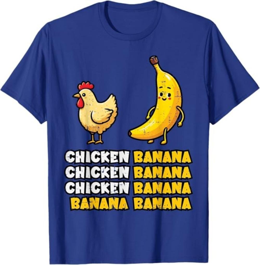 Funny Chicken Banana Dance Fruit Meme Men TShirt Unisex Adult Classic Oneck Printed Tshirt Streetwear Outdoors Shortsleev S