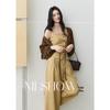 Mixiu 3-Piece Knitted Cardigan, Lace Cami, and Wide-Leg Pants Set