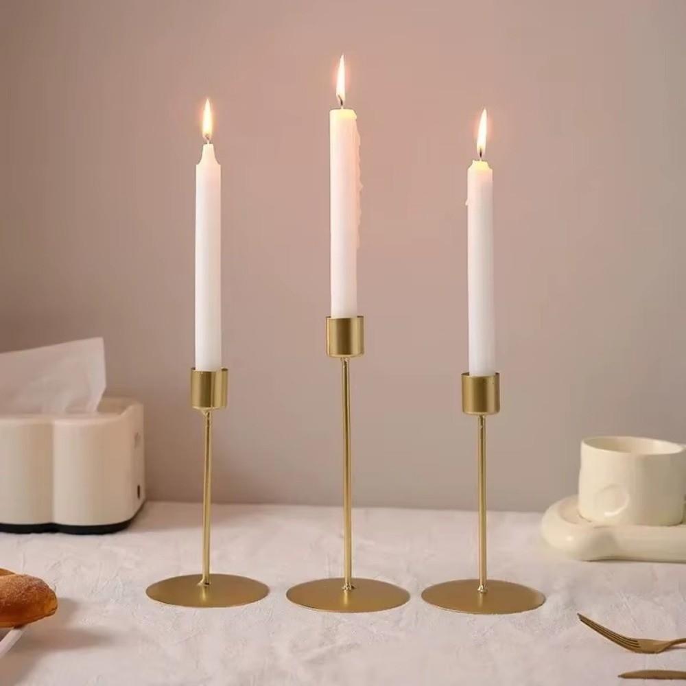 Chinese Style Iron Candle Holders Golden Stable Base Candlestick Desk Candle Ornament Wedding Decoration