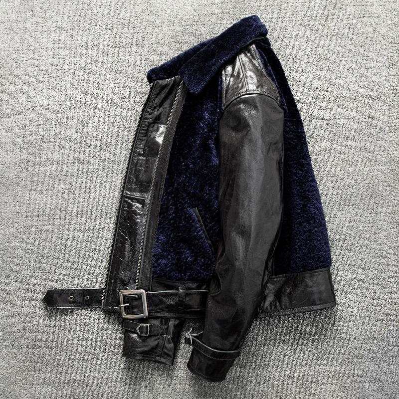 Jacket Modified Version of Fur Integrated Leather Leather Jacket for Men and Cotton Slim Leather Jacket Winter Jacket