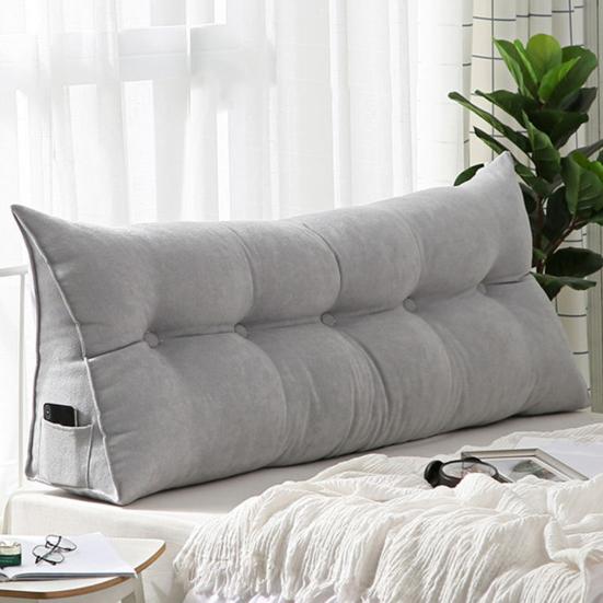 Headboard Triangular Pillow Back Support Headboard Cushion with Side Pocket Daybed Bolster Cushion with Removable Cover