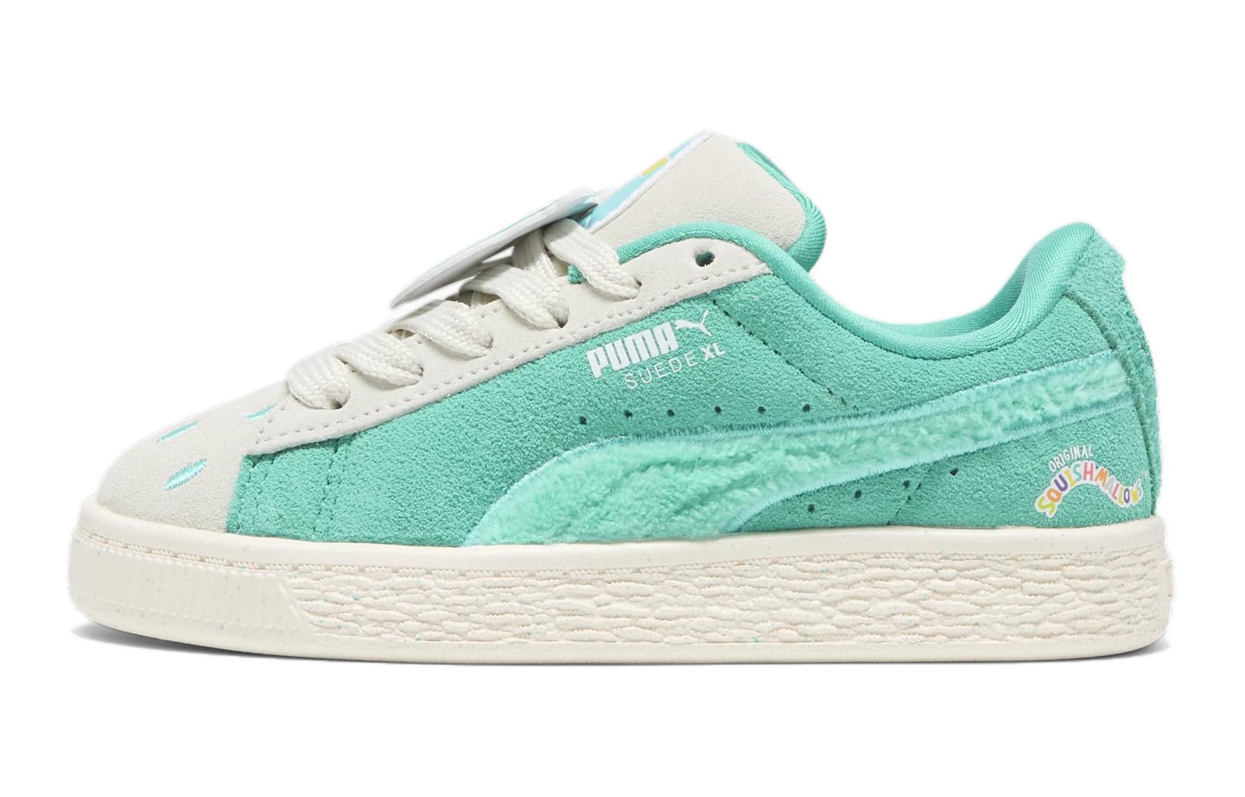 

PUMA x Squishmallows Suede XL Leather, Textile Comfortable Low top Kids Skateboarding Shoes Green White Kids 397503-01 28.5