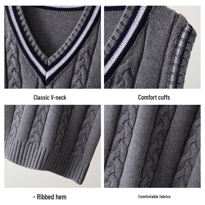 Kinder Preppy Stil Baumwoll-Pullunder - Frühling/Herbst Schul- oder Kindergartenuniform