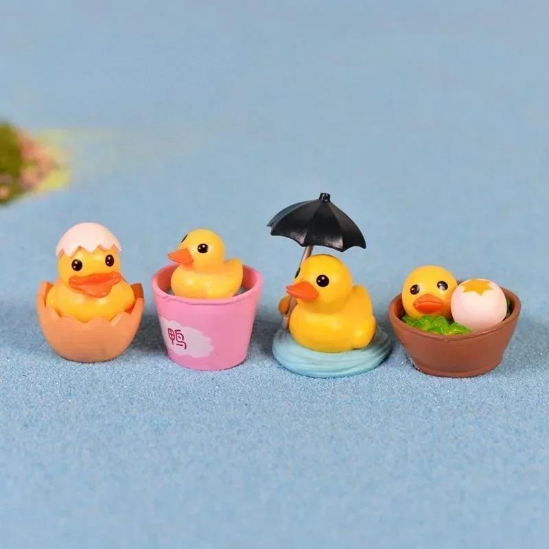 4PCS Random Styles Cute Duck Creative Shape Micro Landscape Ornaments Bucket Duck DIY Decorative Materials Crafts Gifts Decor