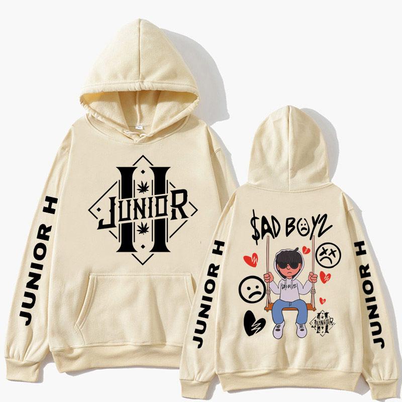 Junior H Sad Boys Harajuku Hoodie Hip Hop Men Women Pullover Fans Music Gift Casual Oversized Comfortable Fleece Sweatshirt Male