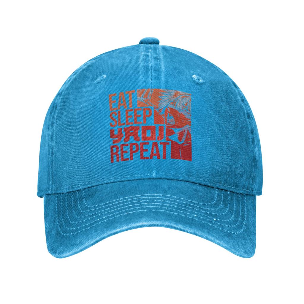 Eat Sleep Yaoi Repeat Sun Baseball Cap  Vintage Female Male Washed Hip Hop Hats Wholesale Custom DIY Running Hippie Snapback Cap