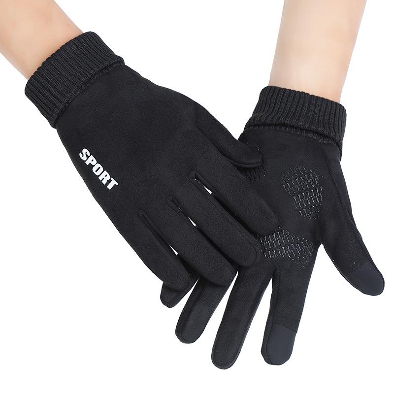 Herbst- und Winterhandschuhe für Damen und Herren Wildleder Paare Takeaway Radfahren Outdoor-Sport Plus Samt Touchscreen Warme Handschuhe
