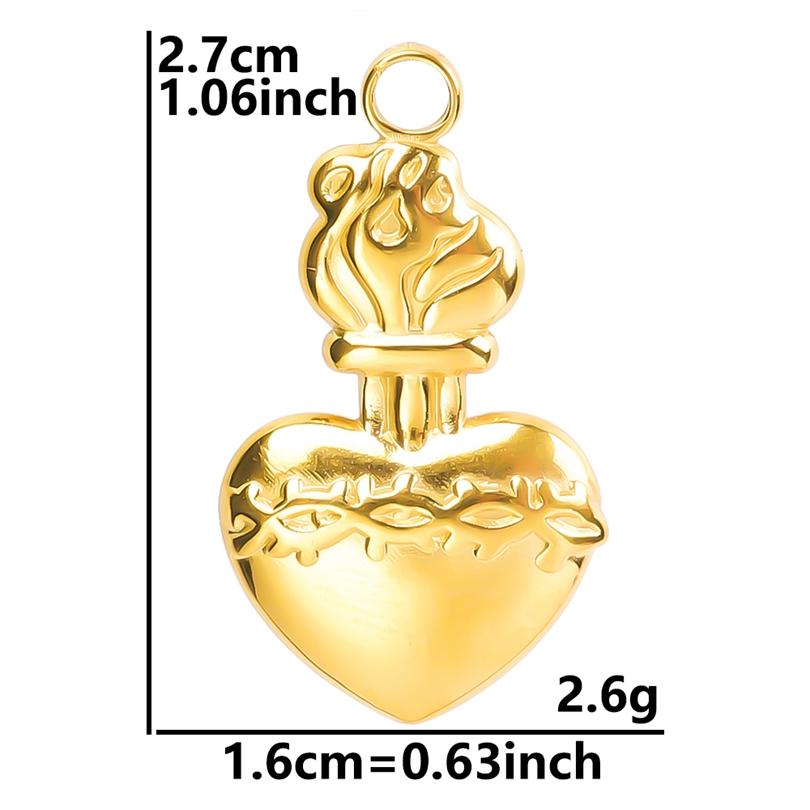 Personality 5pcs/Lot Stainless Steel Heart Pendants For Jewelry Making Supplies 18k Real Gold Plated Love Charm Pendant Findings