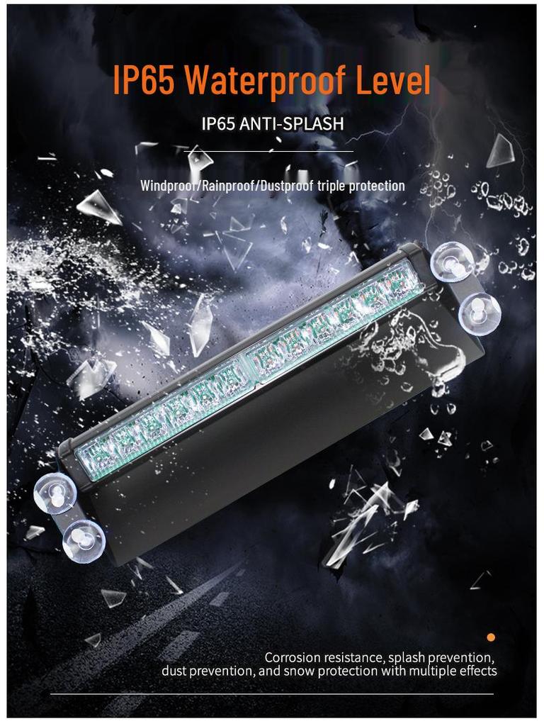 Car Suction Cup LED Strobe Light - Windshield Front/Rear Flash Warning Light