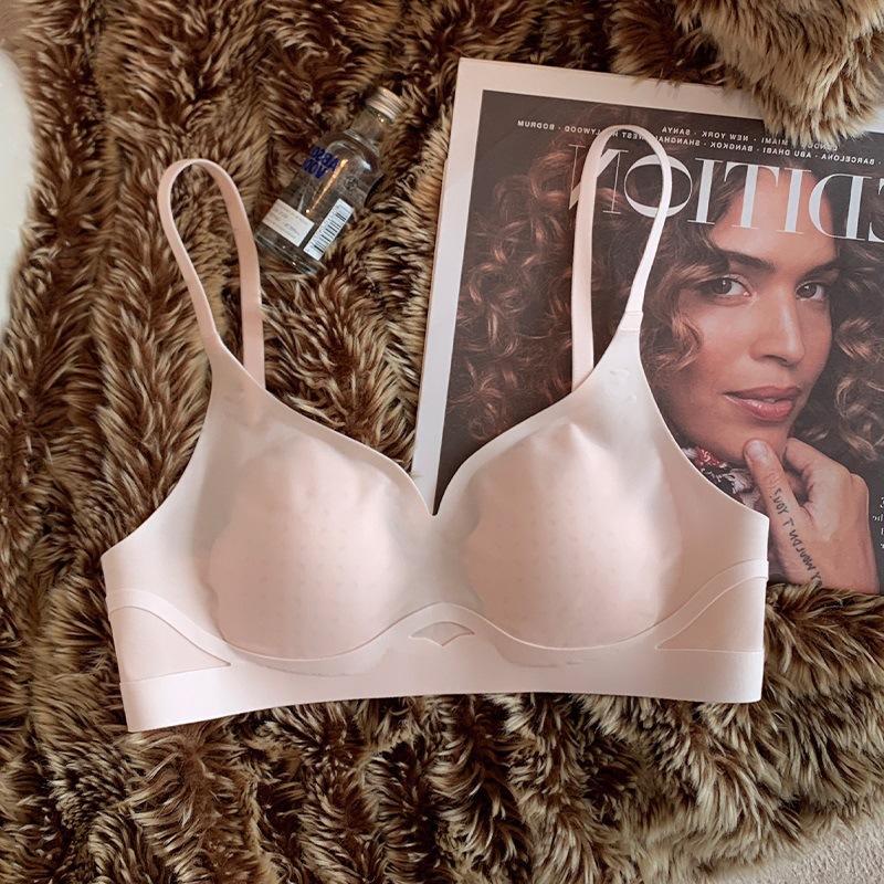 Tie-dye Wind Seamless Thin Underwear Women's Big Breasts Show Small and Thin New Breathable Anti-sagging Breast Bra