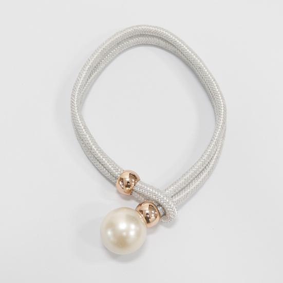 1Pc Faux Pearl Curtain Tieback, Woven Rope Adjustable Curtain Holder, Stylish Bead End Draperies Holder for Living Room Bedroom Bathroom Dormitory