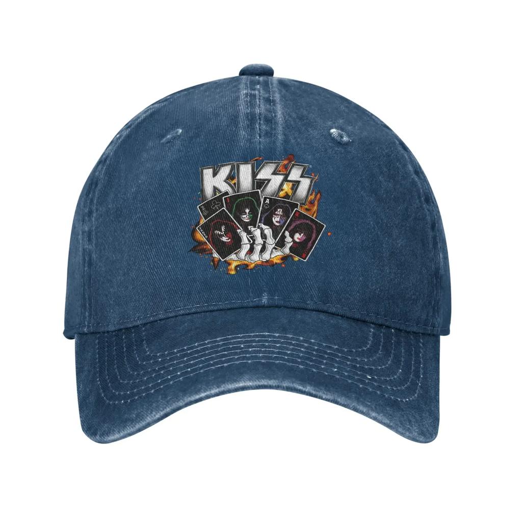 Rock Kiss Band Unisex Stil Baseballkappen Used-Look Baumwollmützen Kappe Lässig Outdoor Workouts Geschenk Snapback Kappe