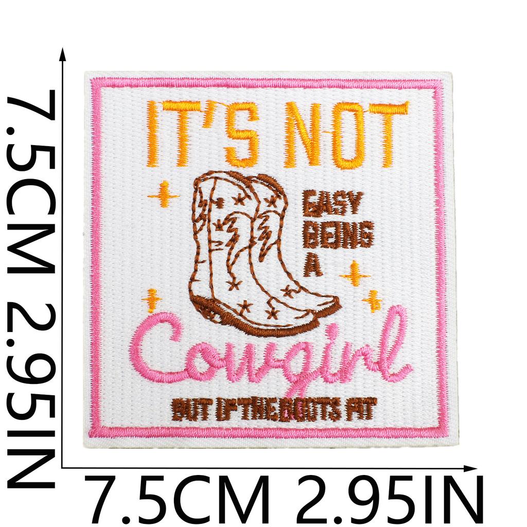Western Denim Element Embroidery Chapter Square Computer Embroidery Cloth Sticker Double Gun Denim Patch Patch Ironing