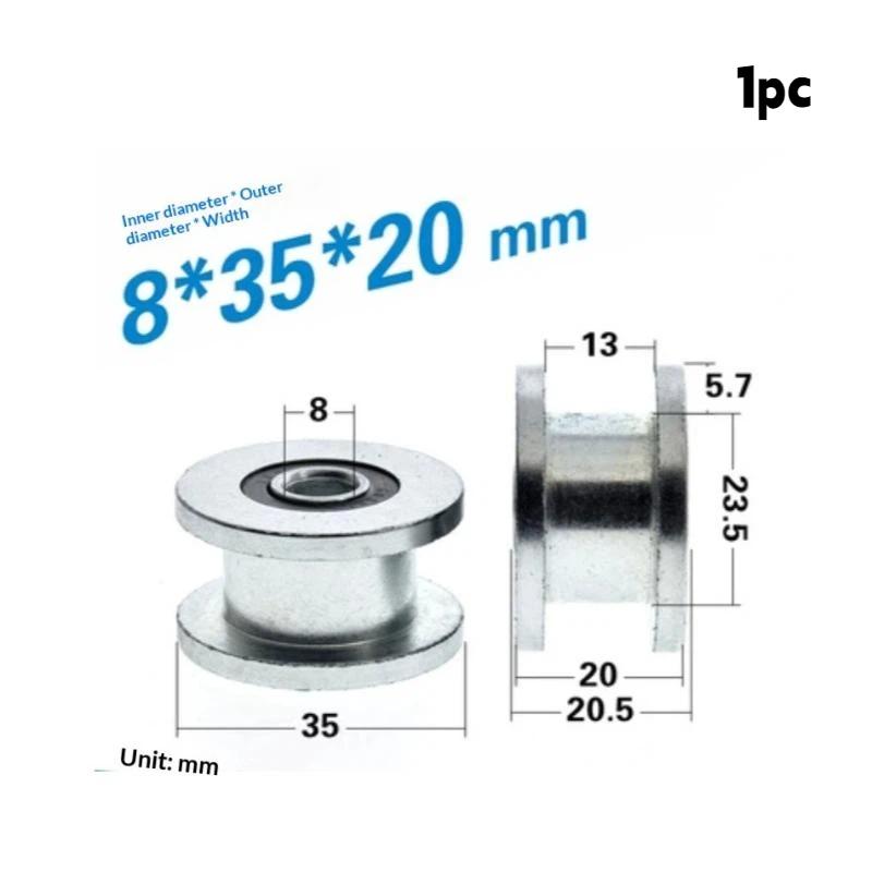 New 1/2Pcs M8/M10x35x20mm H-groove Pulley Belt Groove Pulley Roller 6000-2RS Bearing Wheel Rolling Guide Wheel