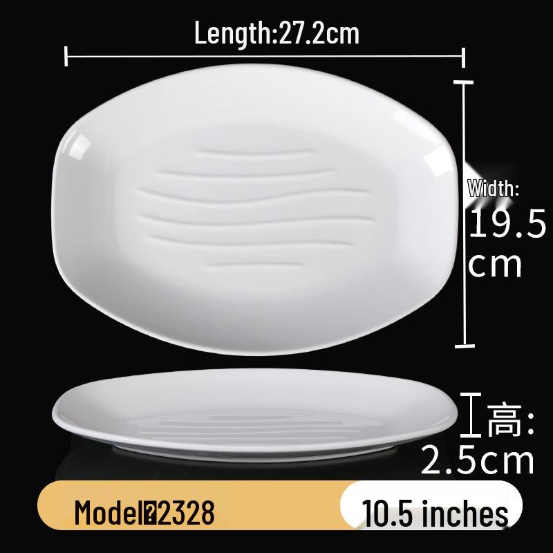 A5 White Melamine Cheong Fun Plate - Imitation Porcelain, Commercial Use, Creative BBQ and Breakfast Snack Dish