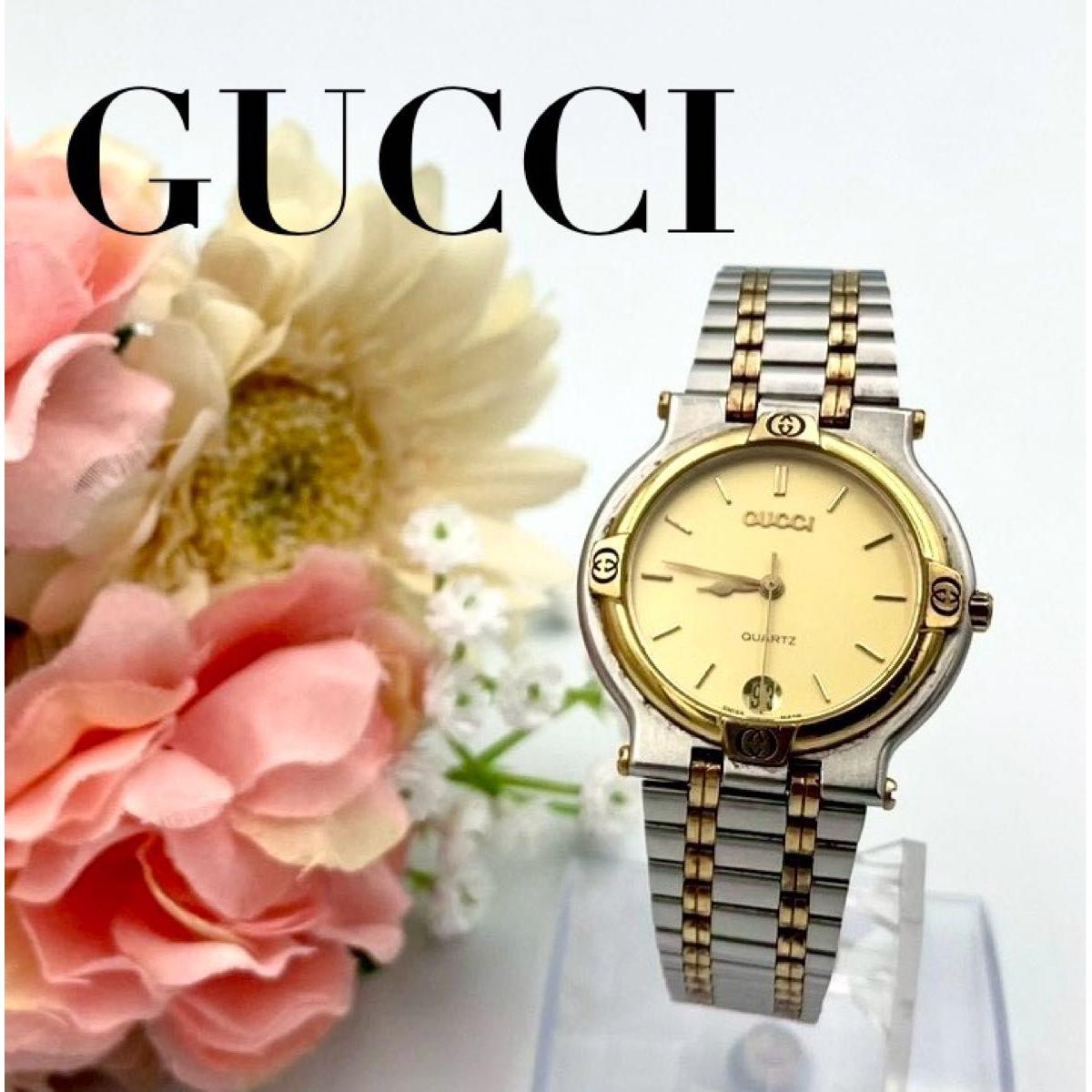 Used 858 New Battery GUCCI Gucci 9000M Watch Date Vintage Quartz Combi Men s Stainless Steel Working