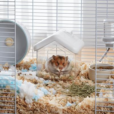 Mouse Feeding Box Transparent Hamster Bathtub Anti-Spill House Shape Hamster Sand Bath Golden Bear Bathroom Pet Cleaning