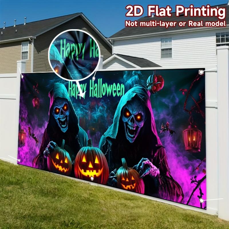 1 piece of 2D curtain banner, 2D flat-print Halloween garage banner