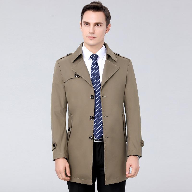 Spring and Autumn new style windbreaker men's mid-length mulberry silk suit collar business casual jacket for young and middle-aged people