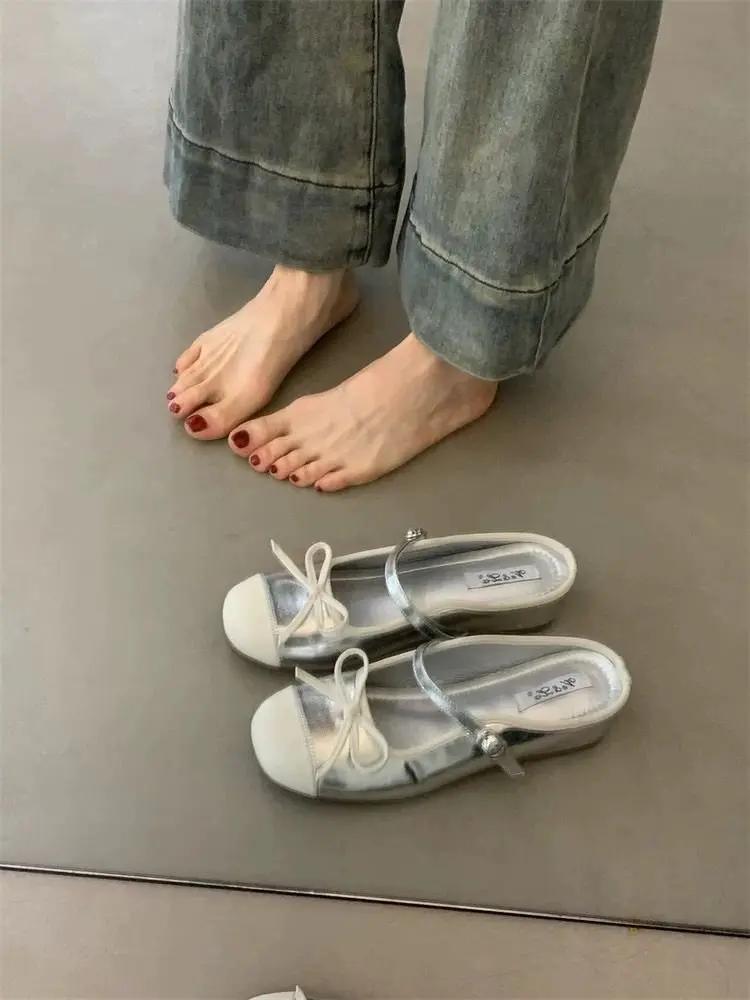 Fashion Women's Bow Toe Half Slippers Summer Non-Slip Inner Heightening Mary Jane Shoes for Women Soft Soled Breathable Sandals Slippers