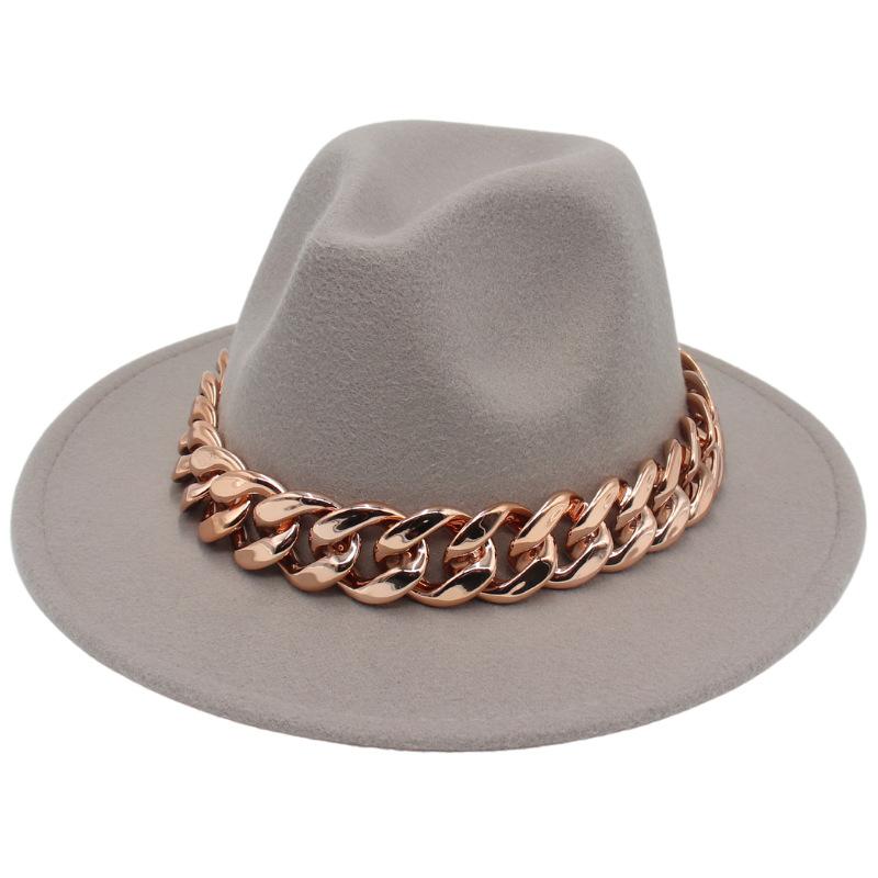 

Europe And The United States Increase The Gold Acrylic Chain Top Hat, Cool And Shiny Jazz Hat, Fashionista Blogger, Star Felt Hat L（58-60cm） світло-сірого кольору